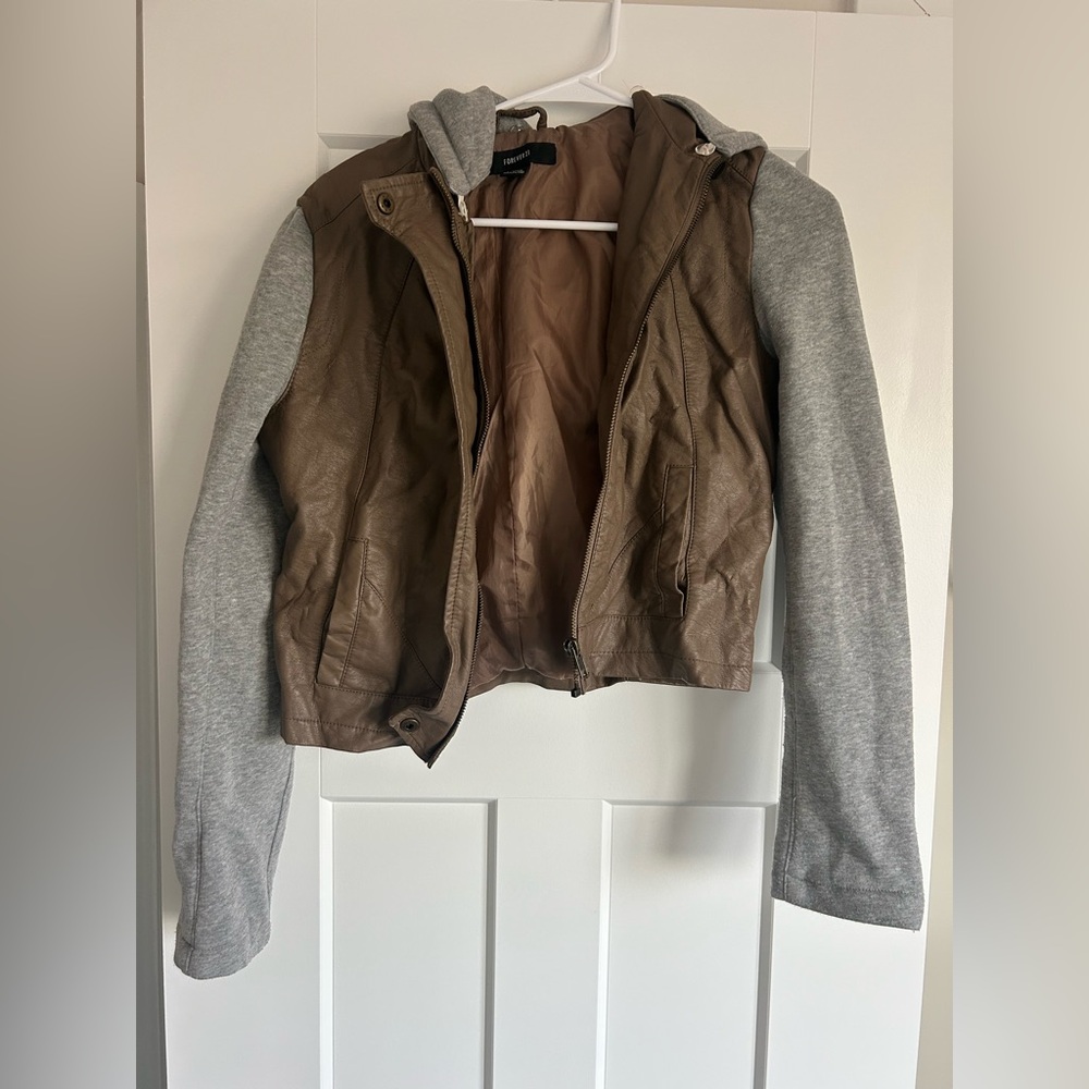 Forever 21 Brown and Gray Leather Jacket